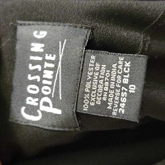 Vintage Crossing Pointe embroidered black skirt with fringe in size 10 - Picture 7 of 11